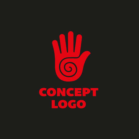 Logo red open palm yoga. Isolated backgroundのイラスト素材
