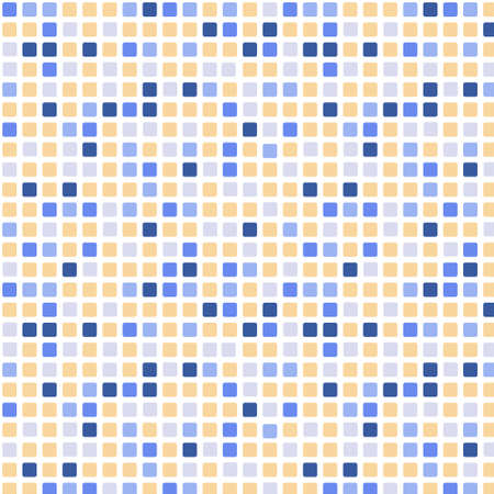 Abstract mosaic background of small blue orange squaresのイラスト素材