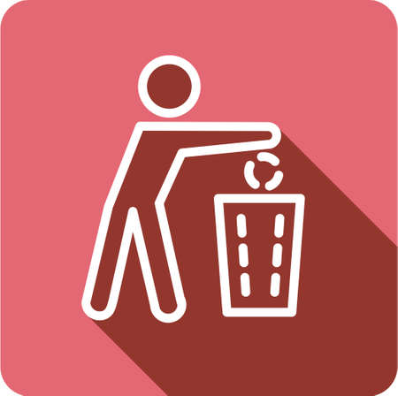 Recycling red sign icon. Flat design styleのイラスト素材