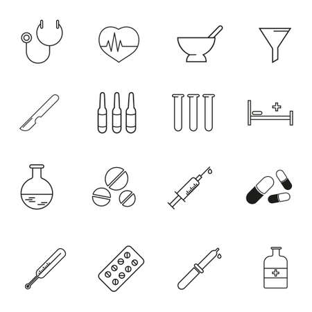 Set of icons on medical theme on an isolated backgroundのイラスト素材