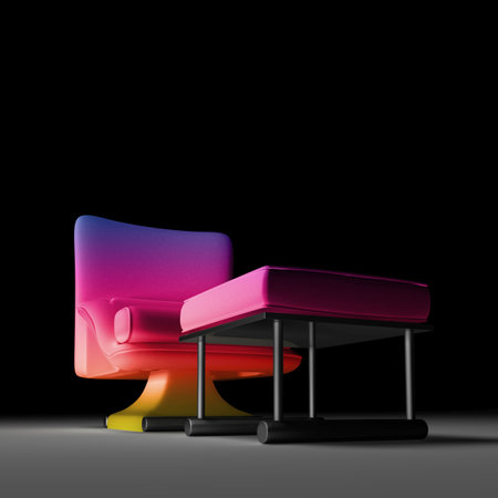 Single seated sofa in rainbow colors. の写真素材