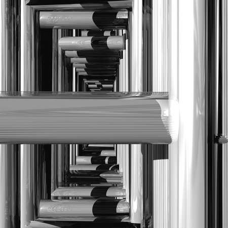 Modern structure detail made from metal with lot of reflections and shadows. Highly detailed.の写真素材