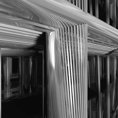 Modern structure detail made from metal with lot of reflections and shadows. Highly detailed.の写真素材