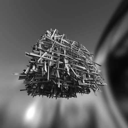 Space junk. Lot of bended metals. Clipping path includedの写真素材