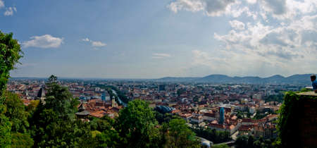 Urban panorama - Graz at sunsetの写真素材