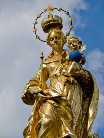 Old statue in the park of the city Graz Austriaの写真素材