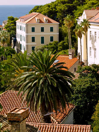 Part of Dubrovnik with typical buildings near the old town.の写真素材