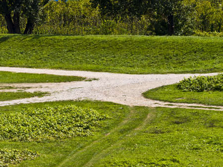 Crossroad with many small paths going from the centre.の写真素材