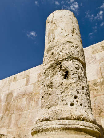 Detail of Roman column in  amphitheater in Amman, Al-Qasr site, Jordanの写真素材