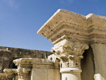 Detail of Roman amphitheater in Amman, Al-Qasr site, Jordanの写真素材