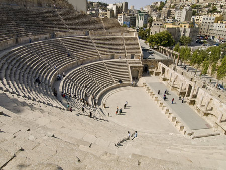 Roman amphitheater in Amman, Al-Qasr site, Jordanの写真素材