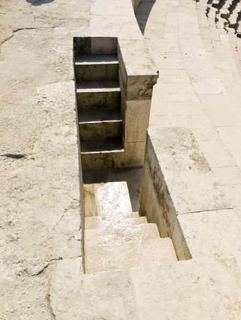 Stairs in Roman amphitheater in Amman, Al-Qasr site, Jordan