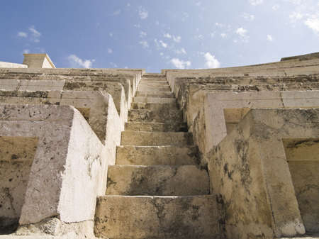 Stairs in Roman amphitheater in Amman, Al-Qasr site, Jordanの写真素材