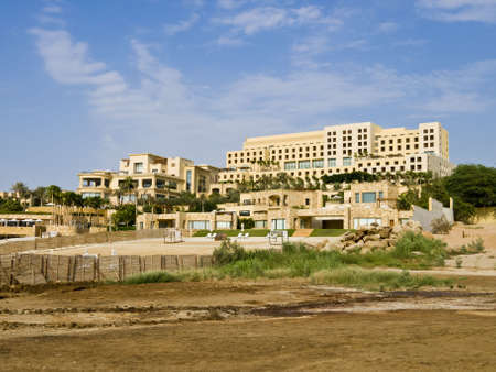 Hotel on the Dead sea shore in Jordanの写真素材