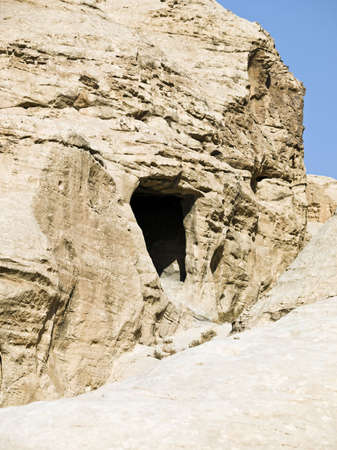 Tombs in Petra - Nabataeans capital city (Al Khazneh) , Jordan. Made by digging a holes in the rocks. Roman Empire period.の写真素材