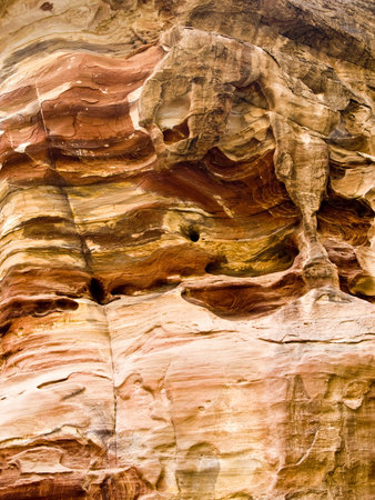Background wall of Nabatean passage in Petra (Al Khazneh), Jordan.  Siq canyon.の写真素材