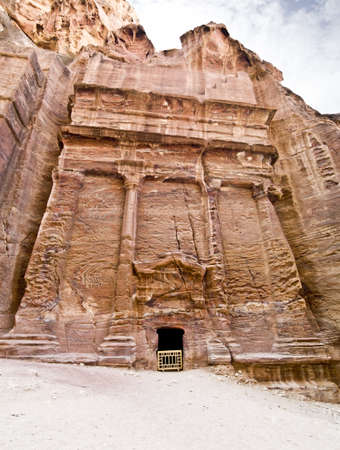 Tombs in Petra (Street of Facades part) - Nabataeans capital city (Al Khazneh) , Jordan. Made by digging a holes in the rocks. Roman Empire period.の写真素材