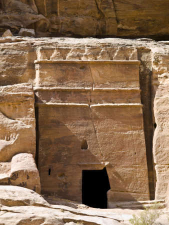 Small tombs in Petra (Street of Facades part) - Nabataeans capital city (Al Khazneh) , Jordan. Made by digging a holes in the rocks. Roman Empire period.の写真素材