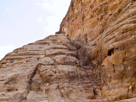 Hidden stairs in landscape - Nabataeans capital city (Al Khazneh) , Jordan.の写真素材