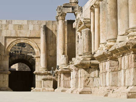 Detail of Roman theatre in Jerash, Jordanの写真素材