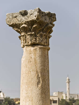 Roman Corinthian column in Jerash, Jordanの写真素材