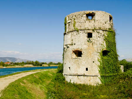 Old stone fortress in Croatia on the river Neretvaの写真素材