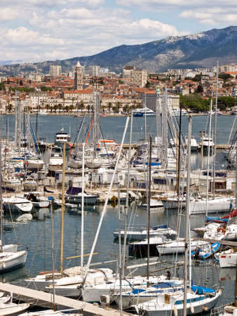 Marina at Croatian city Split. Adriatic sea.の写真素材