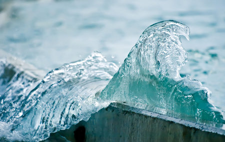 Water splash forming a dolphin head on top of a splash.