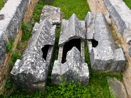 Old archaeological site Salona near Split, Croatia. Roman city and Early Christianityの写真素材