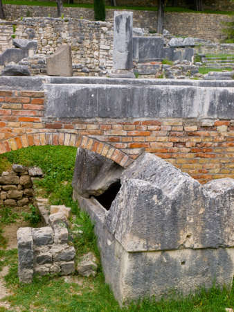 Old archaeological site Salona near Split, Croatia. Roman city and Early Christianityの写真素材