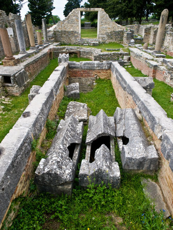 Old archaeological site Salona near Split, Croatia. Roman city and Early Christianityの写真素材
