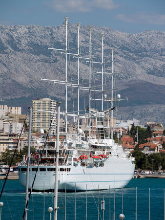 Passenger ship preparing to enter to the harbor.
