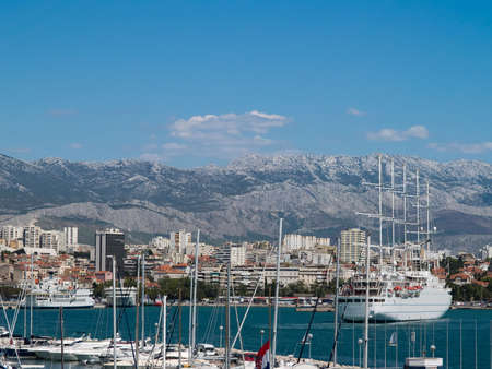 Passenger ship preparing to enter to the harbor.の写真素材