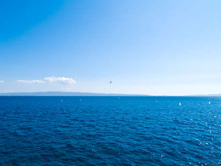 Mediterranean blue backgrounds with horizon. Wide shot.の写真素材