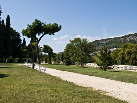 Path in the park, Split, Croatia. Path detail.の写真素材