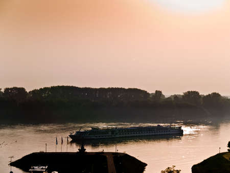 River landscape detail. Location: Vukovar, Croatia, Europe.の写真素材
