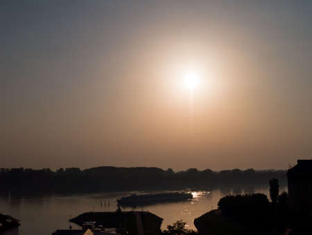 River landscape detail. Location: Vukovar, Croatia, Europe.の写真素材
