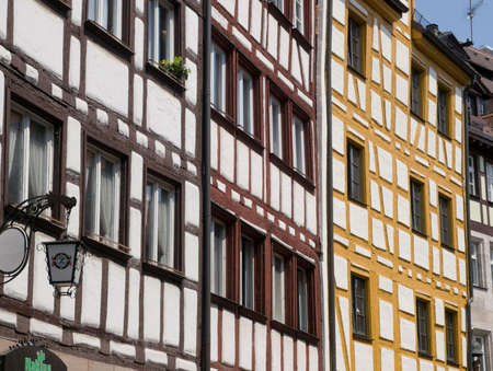 Traditional houses in Nuremberg (Nürnberg) Germany, Europe. Window detailの写真素材