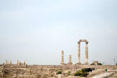 Amman citadel - Jordan. Early morning in autumn with fog.の写真素材