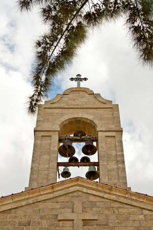 Church in Bethany, Jordan. Detail with bells.の写真素材