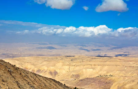 View from top of the Mount Nebo to the Jordanian desert valley.の写真素材