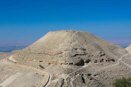 View to the Machaerus (Mukawir) to of the hill - Jordan. Place of execution of John the Baptist.の写真素材