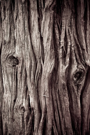 Detail of a tree trunk in sepia color