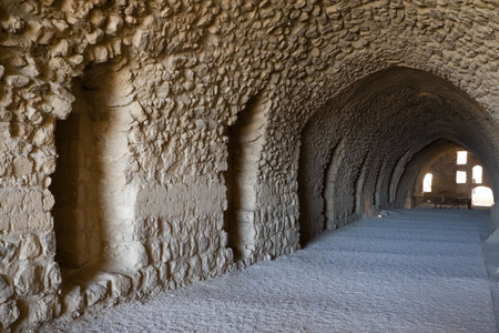 Entrance to the crusader castle Kerak (Al karak) in Jordanの写真素材