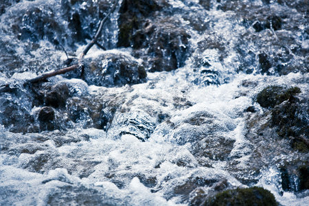 Detail on water bubbles in a water spring.
