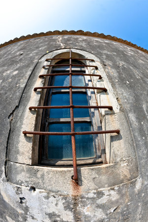 Window detail on small church in Ston, Peljesac peninsula, Croatia Europe.