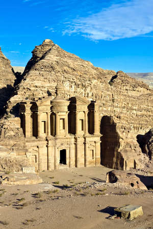 Petra - Nabataeans capital city (Al Khazneh) , Jordan. Monastery tomb. Roman Empire period. Panorama from top of the hill.の写真素材