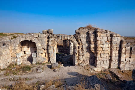 Pompey made Apamea (Apameia) or Afamia (Arabic) part of the Roman Empire in Syria. Ruins detail. Roman and Byzantine periodの写真素材