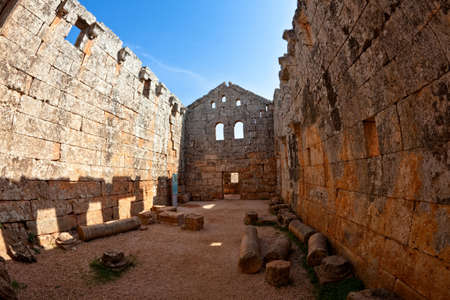 Serjilla is one of the Dead Cities in Syria. Large bathhouse. Unique among Roman / Byzantine ruins and suddenly abandoned in the past.の写真素材