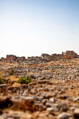 Serjilla is one of the Dead Cities in Syria. Unique among Roman / Byzantine ruins and suddenly abandoned in the past. Tilt-shift shot.の写真素材
